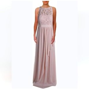 NWT Adrianna  Papell Blush Lace Illusion Gown